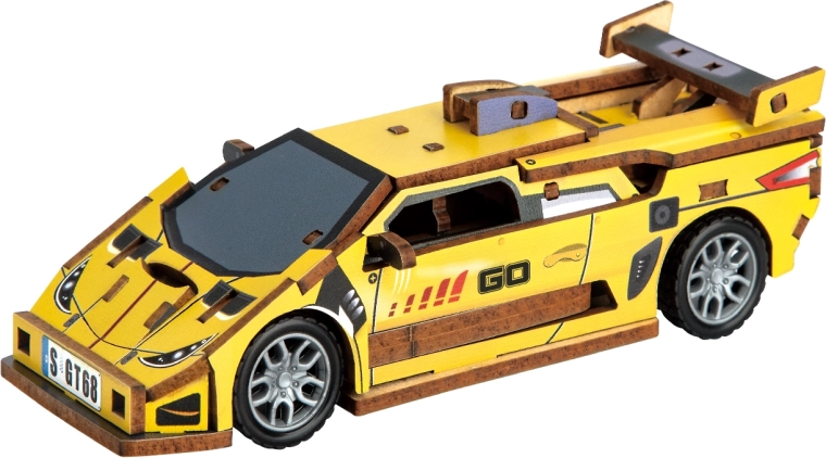 2Kids Toys 3D koka puzle sporta auto dzeltena