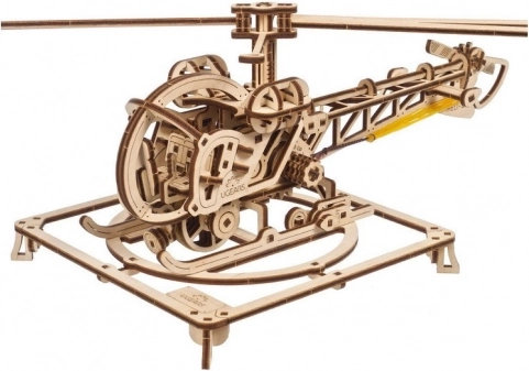 Ugears 3D koka mehāniskā būvkomplekta mini helikopters