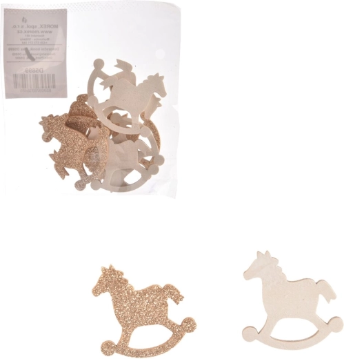 Koka zirgs balts/brūns 4 cm (8 gab.)