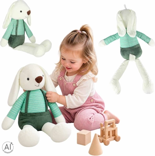 Plush bunny in green shorts 70 cm - 1 piece