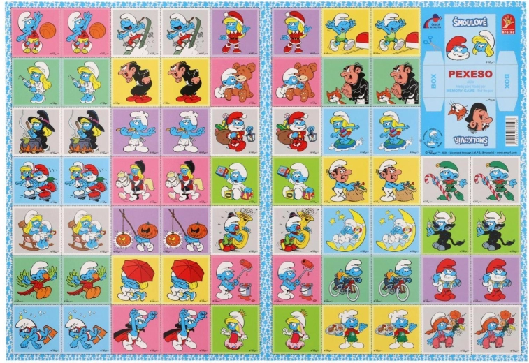 Peksešo Smurfi – papīra galda spēle, 32 attēlu pāri