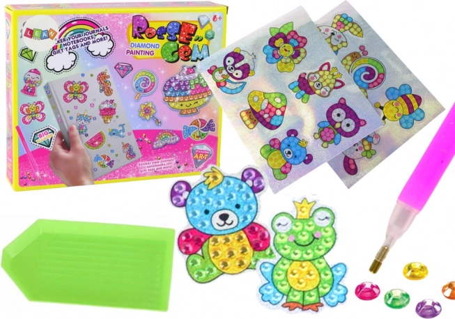 Dimanta gleznošanas komplekts – krāsainas uzlīmes ar dzīvnieciņiem