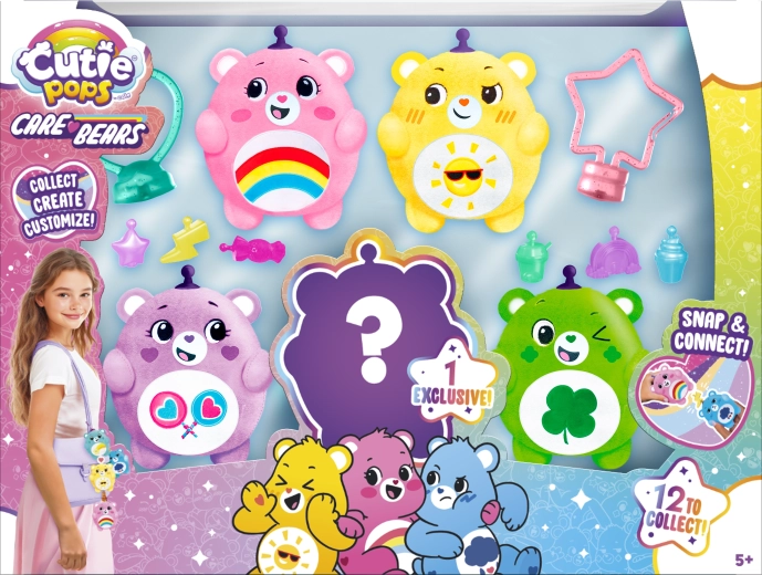 Cutie Pops – Care Bears mugursomas piekariņš, deluxe komplekts ar pārsteigumu (5 gab.)