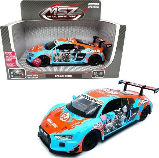 Audi R8 LMS metāla modelis ar gaismas un skaņas efektiem mērogā 1:24