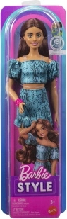 Mattel Barbie Fashionistas kolekcionējama lelle ar tumšiem matiem divdaļīgā tirkīza outfitā