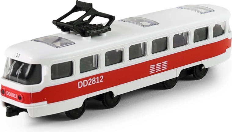 Tramvajs MHD sarkanā 16 cm ar inerces piedziņu