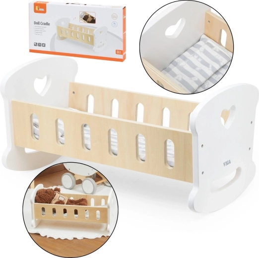 Viga Wooden Doll Cradle with Heart