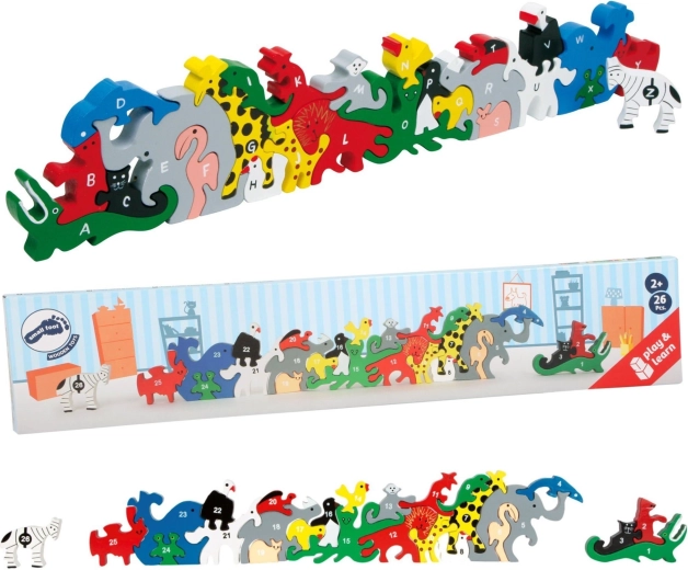 Wooden Animal Puzzle with Letters and Numbers Small Foot