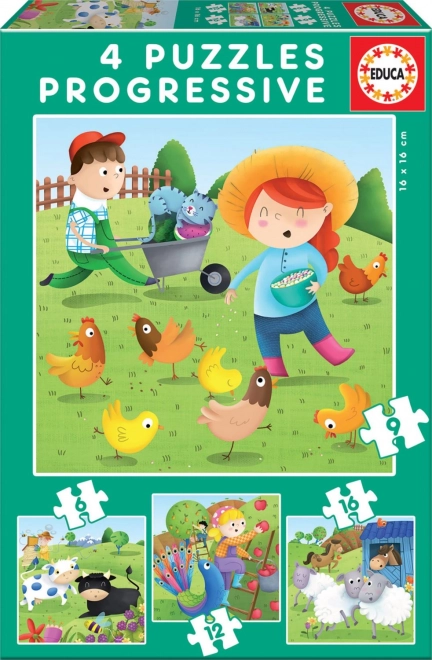 Educa puzzle Farm Animals 4-in-1 (6–16 pieces)
