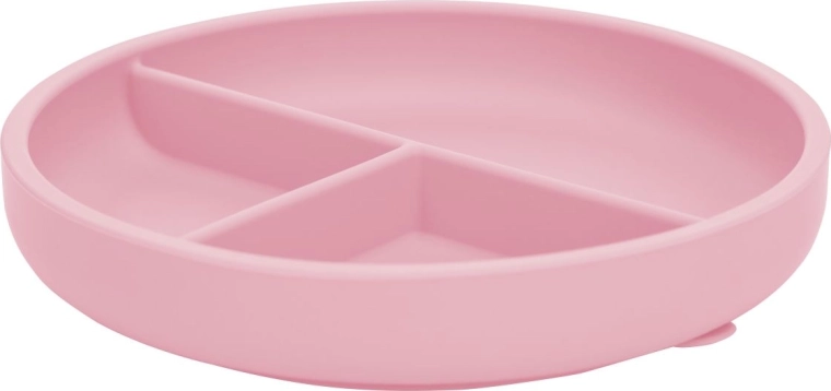 Pink silicone plate with suction