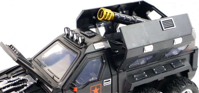 Extendable cannon, lights and sounds at the press of a button
