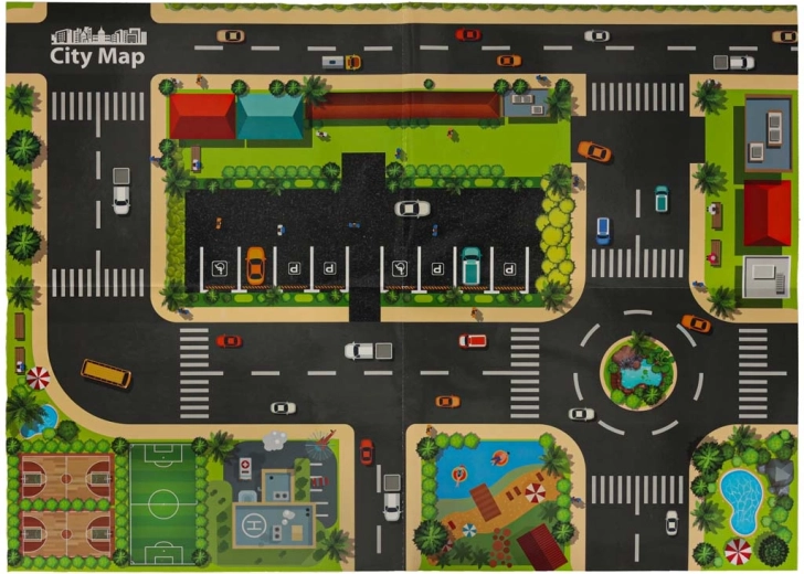 City mat and 4 cars included