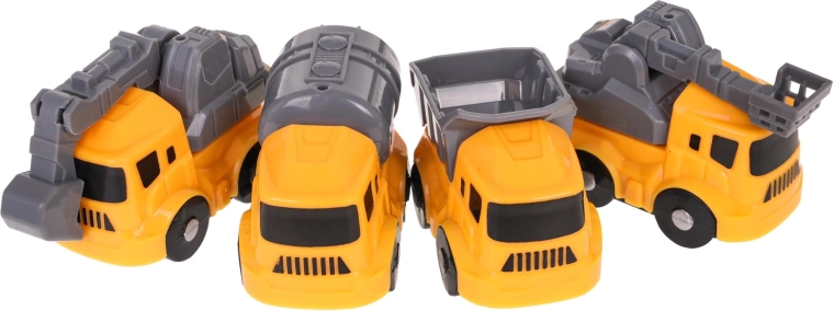 Four construction vehicles and accessories
