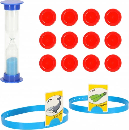 Galvas stīpas, žetoni un smilšu pulkstenis