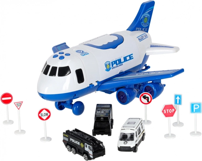 Pilns policijas aprīkojums, ieskaitot zīmes