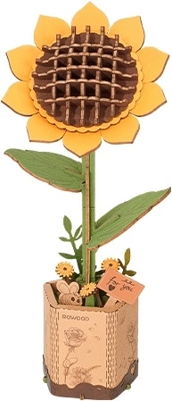 Realistic wooden sunflower as decoration