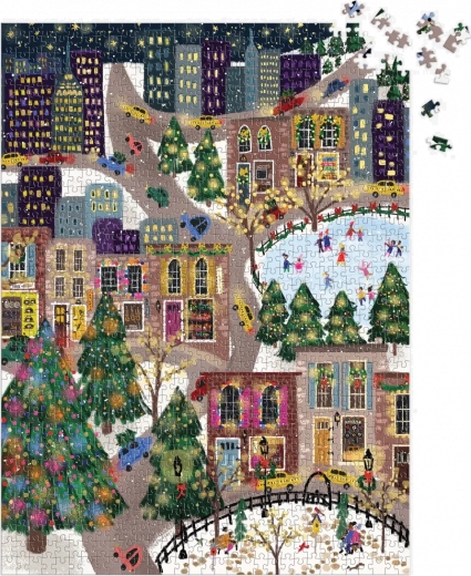 Svētku pilsētas ainava, pilna detaļu