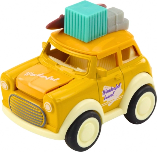 Retro ceļojumu izskats ar koferiem uz jumta