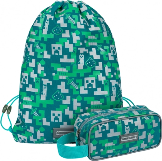 Matching set: pencil case + bag in the Silver Creeper motif