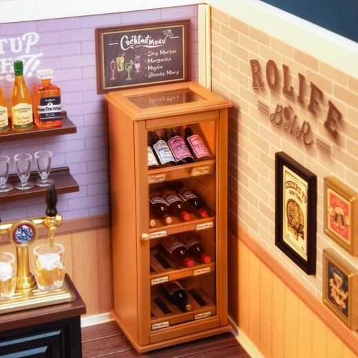 Realistic wine rack and bar details