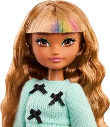 Gari viļņaini mati ar krāsainu čolīti