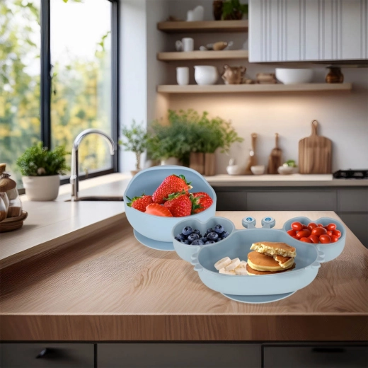 Stabils šķīvis un bļoda ar piesūcekni