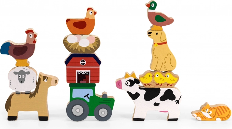 12 krāsainas koka fermas figūriņas