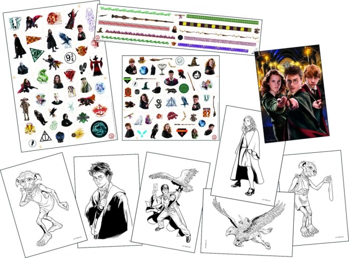 Radošas krāsojamās lapas un plakāts