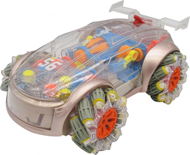Transparent body with visible gears