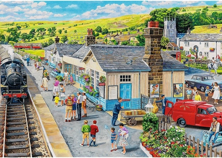 Charming train station motif