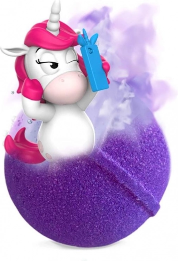 Colorful, fizzing bath with popcorn scent