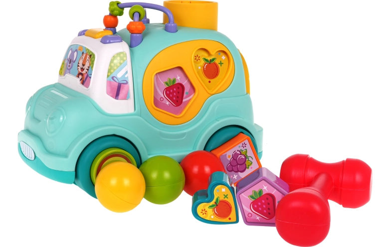 Shape sorting on the sides and on the wheels