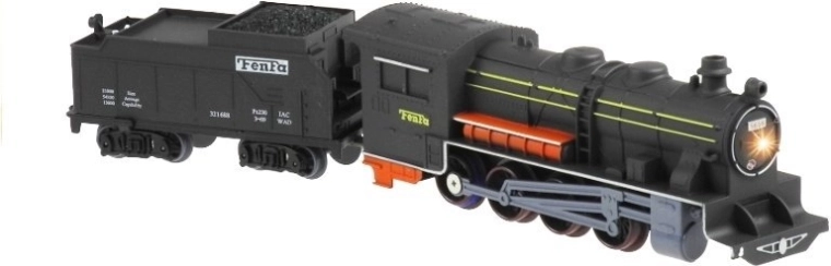 Reālistiska tvaika lokomotīve ar gaismu