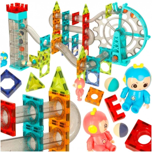 Magnētiskās detaļas un caurspīdīgas trases radošai būvēšanai