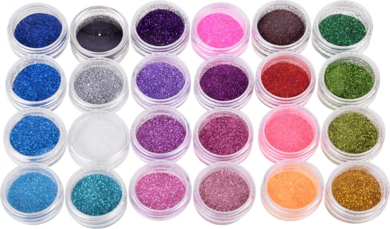 24 vibrant glitters for creative combinations