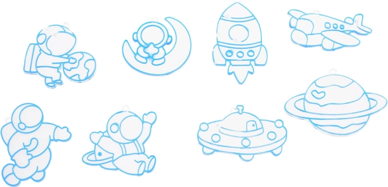 24 veidnes: kosmoss, dinozauri un automašīnas