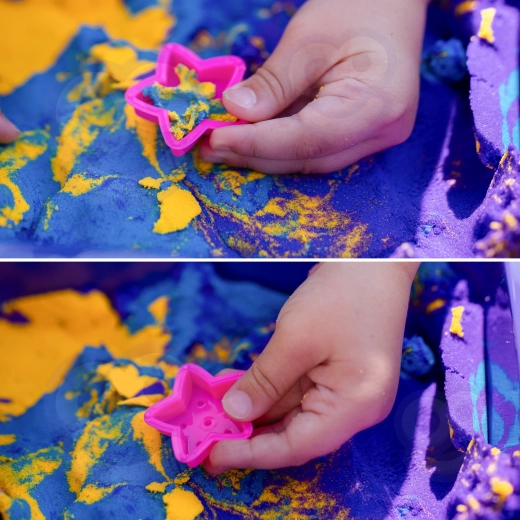 Radošums ar krāsainām smiltīm un rīkiem