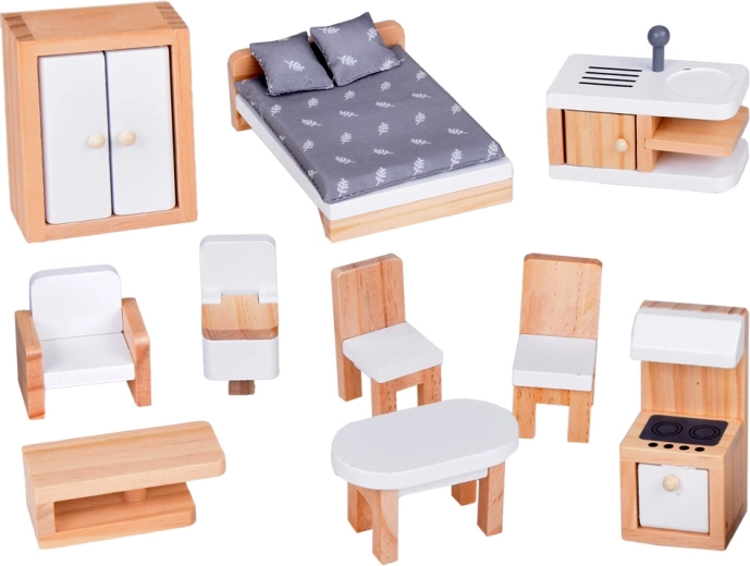 Bagātīgs koka mēbeļu komplekts