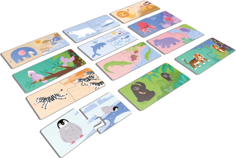 Krāsainas 12 dzīvnieku ilustrācijas