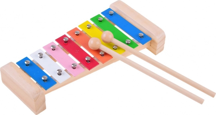 Ksilofons ar koši krāsotām taustiņiem