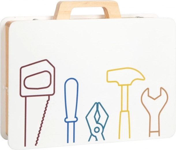 Viss pārskatāmi stingrā koka koferī