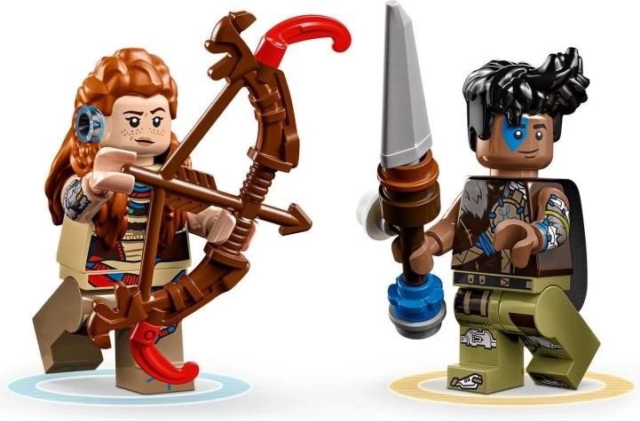 Iconic characters: Aloy and Varl with upgradable weapons