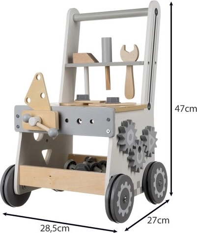 Multifunkcionāla spēle 3 vienā: darbnīca, staigulis un glabātuve