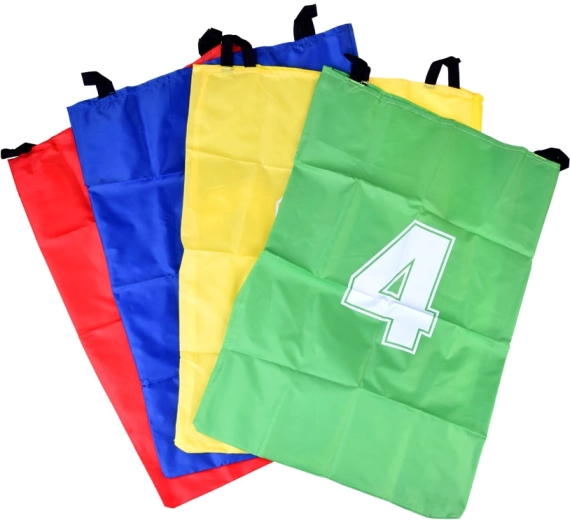 Krāsaini lēkšanas maisi ar rokturiem drošam startam