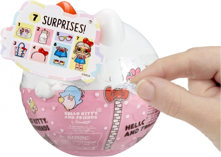Atver 7 pārsteigumus HELLO KITTY bumbiņā