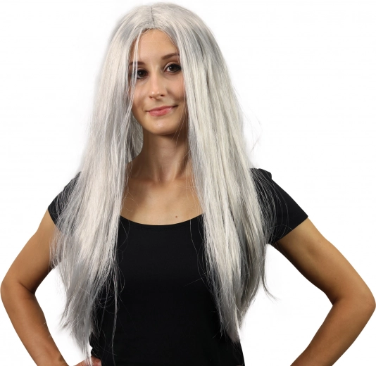 Long, straight gray hair for an authentic look