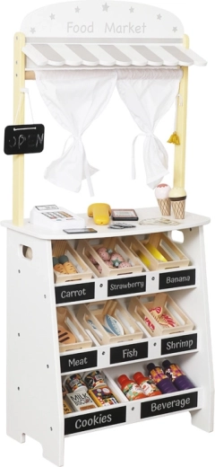 Tirdzniecības stends ar nodalījumiem un tāfelītēm