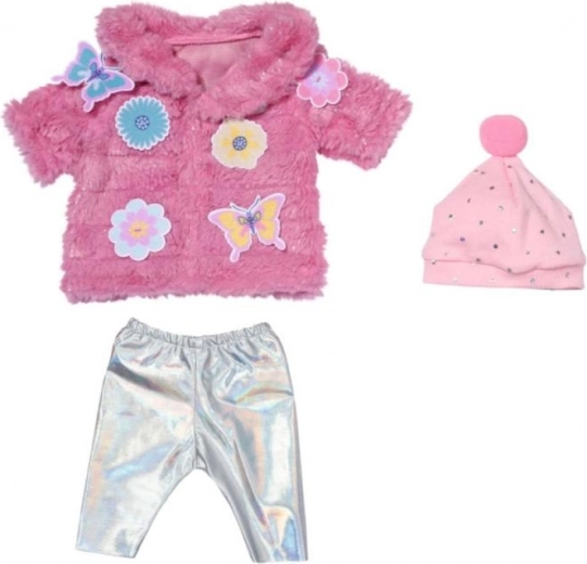 Sparkly pink faux fur with appliqués