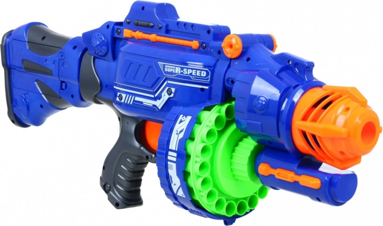 Pusautomātisks bungu blasters ar ātru šaušanu