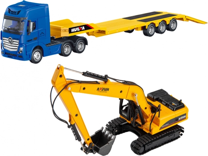 Reālistisks komplekts celtniecības tehnikas pārvadāšanai